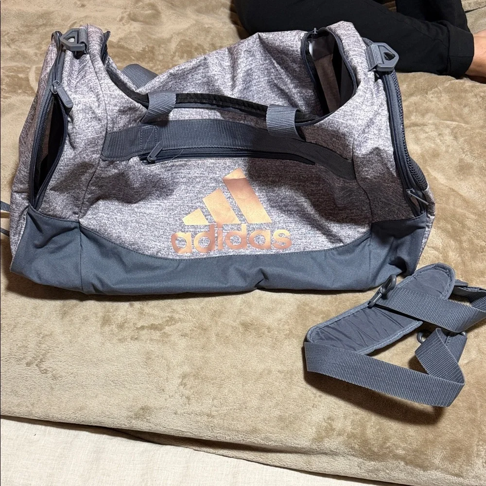 adidas Gray Duffel Bag with Rose Gold Logo